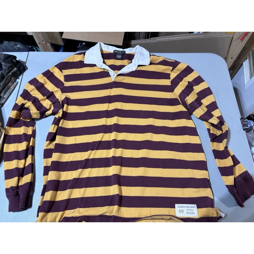 Vtg Eddie Bauer Mens Long Sleeve Rugby Shirt XL Tall